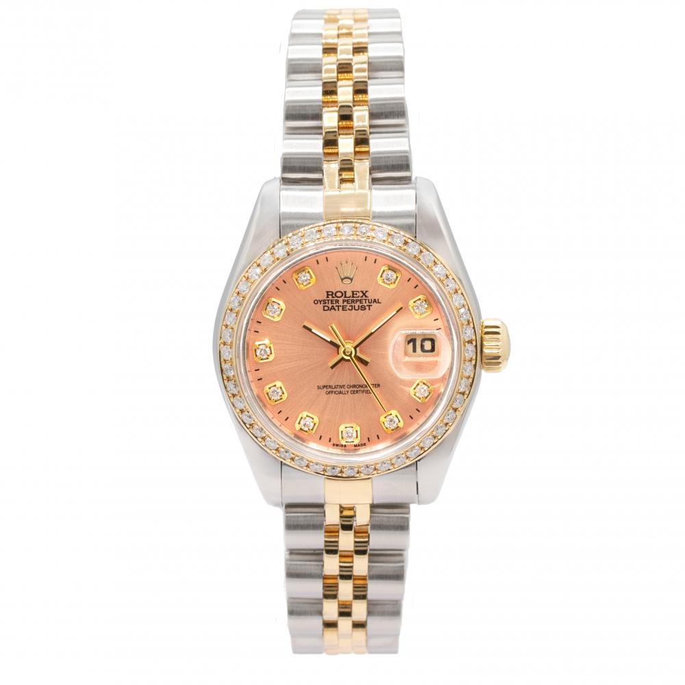 Rolex Datejust Pink Dial 26MM 69173 Two Tone Watch