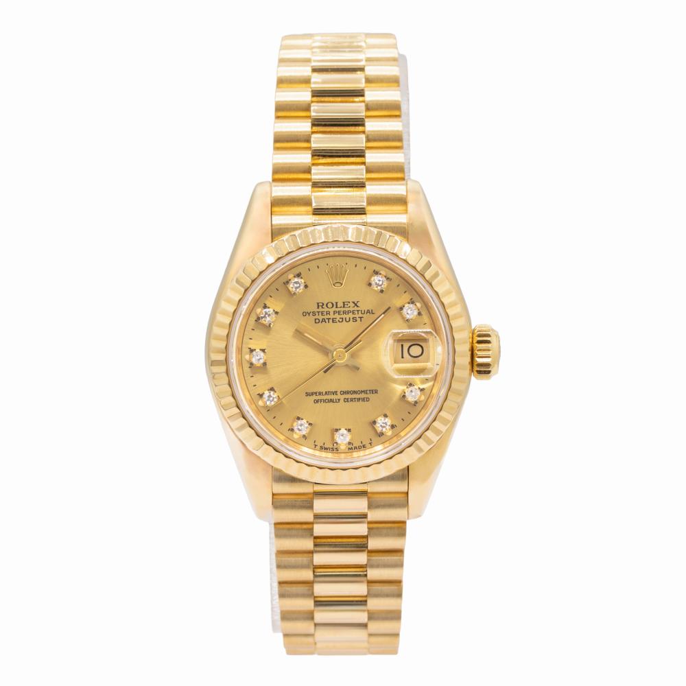 Rolex Datejust 26MM 69178 Diamond Dial 18KT YG Watch